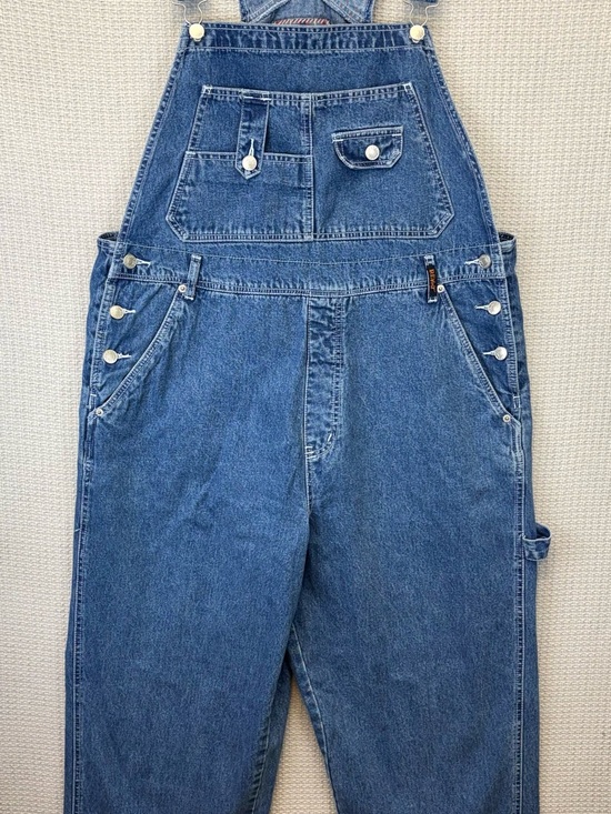 Revolt Jeans Denim - Vtg Revolt Denim Carpenter Bib Overalls Womens Sz 18 Blue Embroidered Boho Y2K